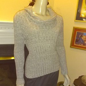 APT 9 GRAY/SILVER SWEATER  COWL NECK    SO CUTE !!
